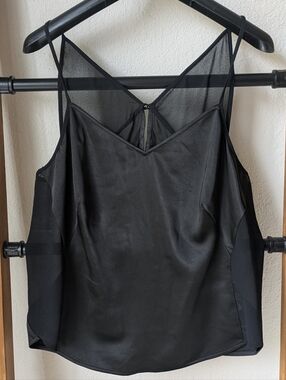 NWT Shug! Women's Black Satin & Mesh V-Neck Camisole - Size S